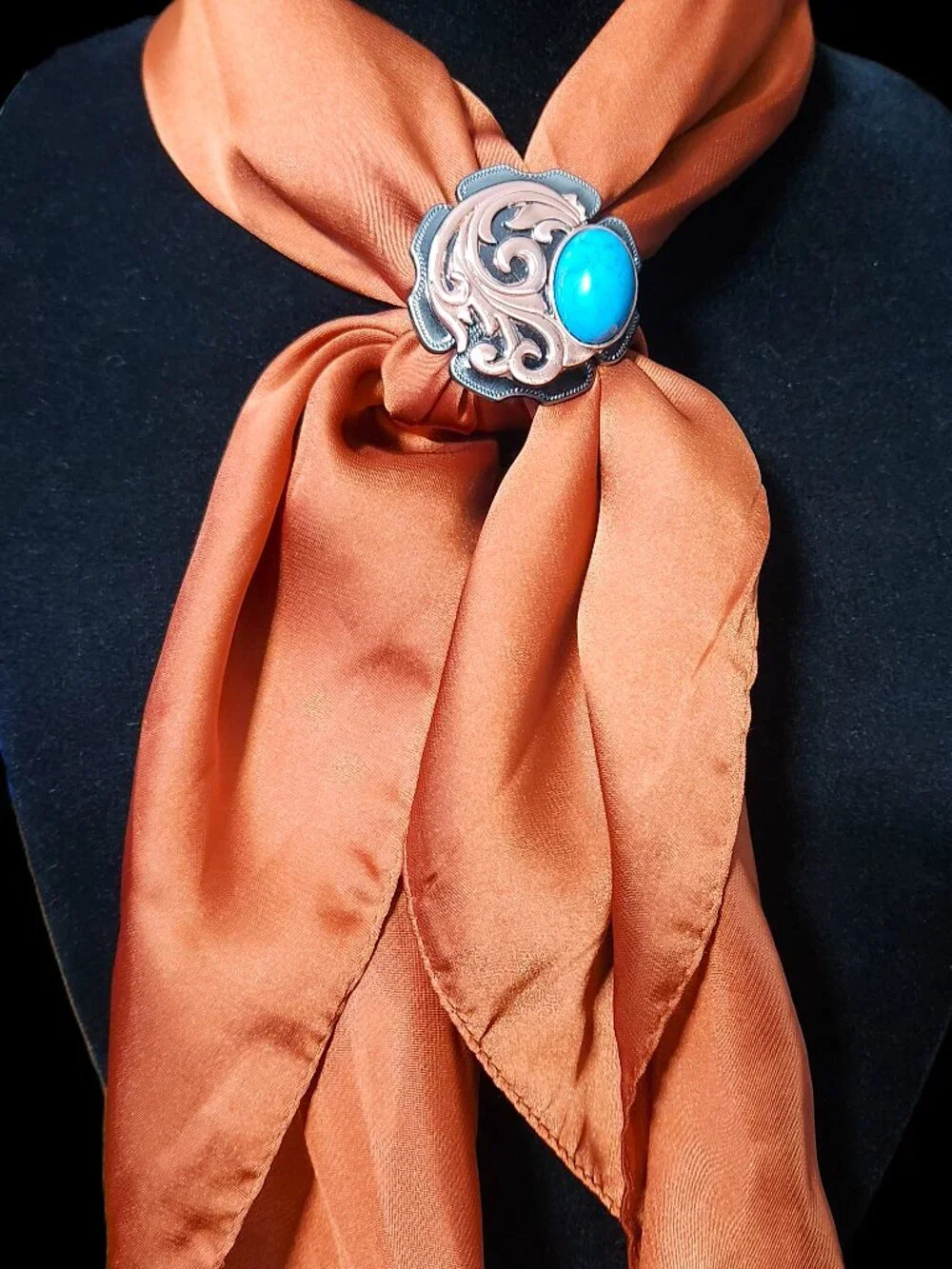 Solid RUST Poly-Silk 27” Square SCARF ORNAMENTS Ranch Dun Right Western